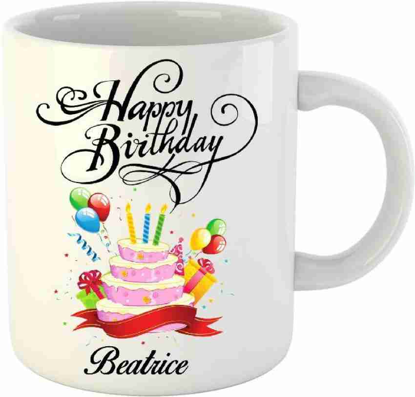 HuppmeGift Happy Birthday Beatrice White 350 ml Ceramic Coffee