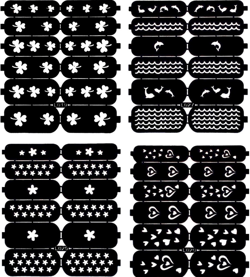 Buy Whats Up Nails - Nail Vinyls Variety Pack 4pcs (X-pattern, Moroccan,  Scales, Hearts Nail Stencils), Stickers for Nail Art Design Online at Low  Prices in India - Amazon.in