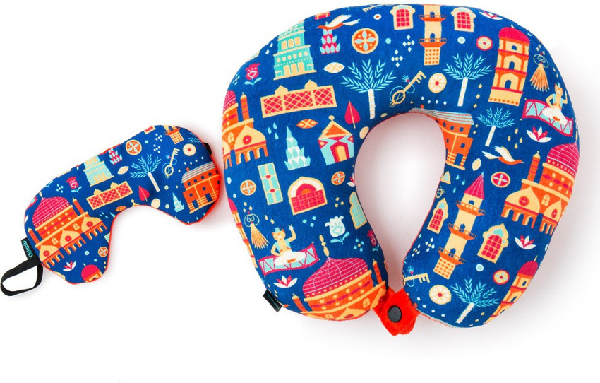 chumbak Magic Carpet Ride Travel Pillow With Eye Mask Neck Pillow Eye Shade Orange Price in India Flipkart
