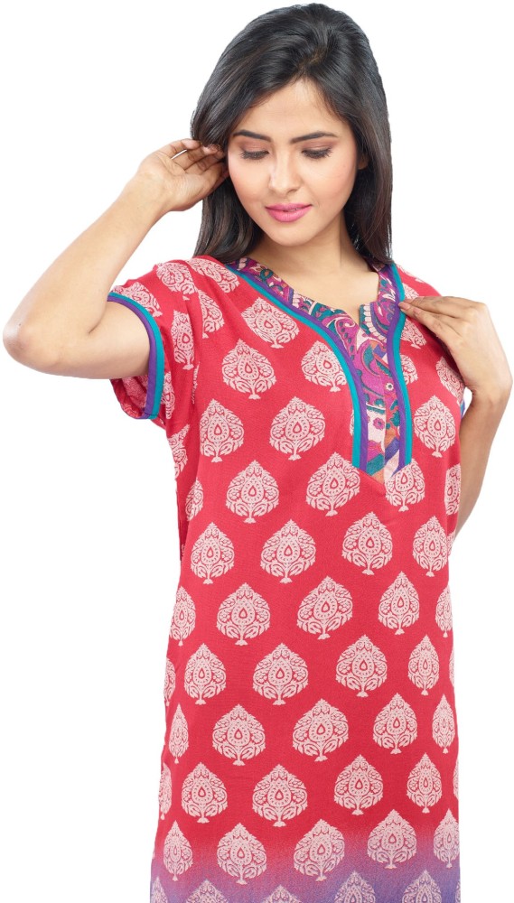 JULIET Women Nighty - Buy Red Print JULIET Women Nighty Online at Best  Prices in India