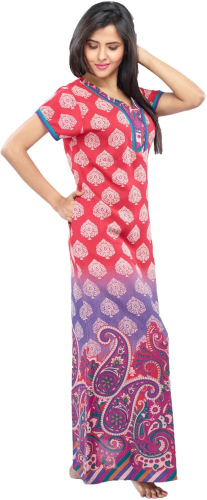 JULIET Women Nighty - Buy Red Print JULIET Women Nighty Online at Best  Prices in India