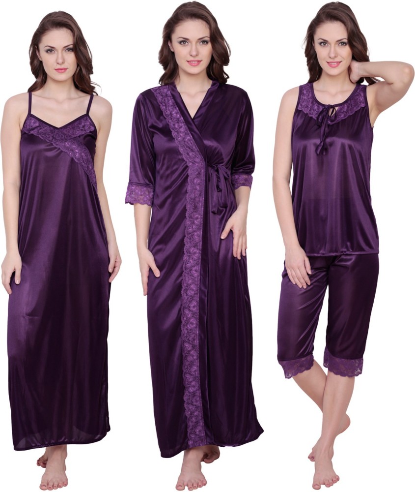 Claura Women Nighty Set Buy Purple Claura Women Nighty Set Online at Best Prices in India Flipkart