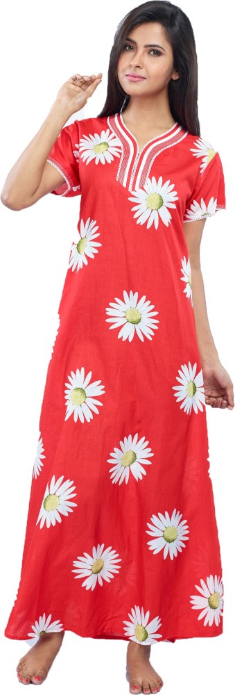 Buy Juliet Red Floral Print Nighty from top Brands at Best Prices Online in  India