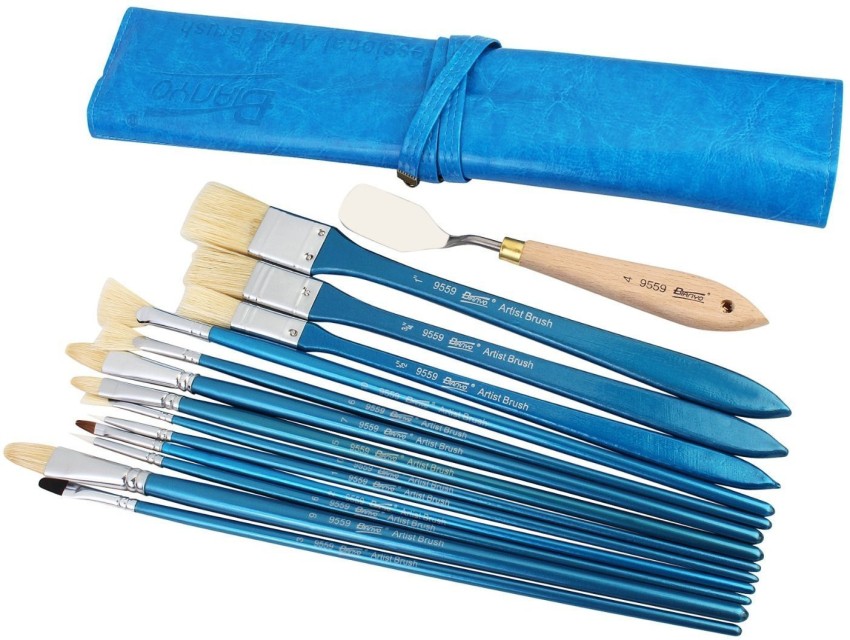 Bianyo Flat Head Watercolor Gouache Paint Brushes Nylon Hair 12pcs/pack*