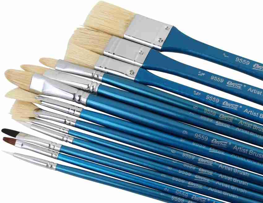 Bianyo Flat Head Watercolor Gouache Paint Brushes Nylon Hair 12pcs/pack*