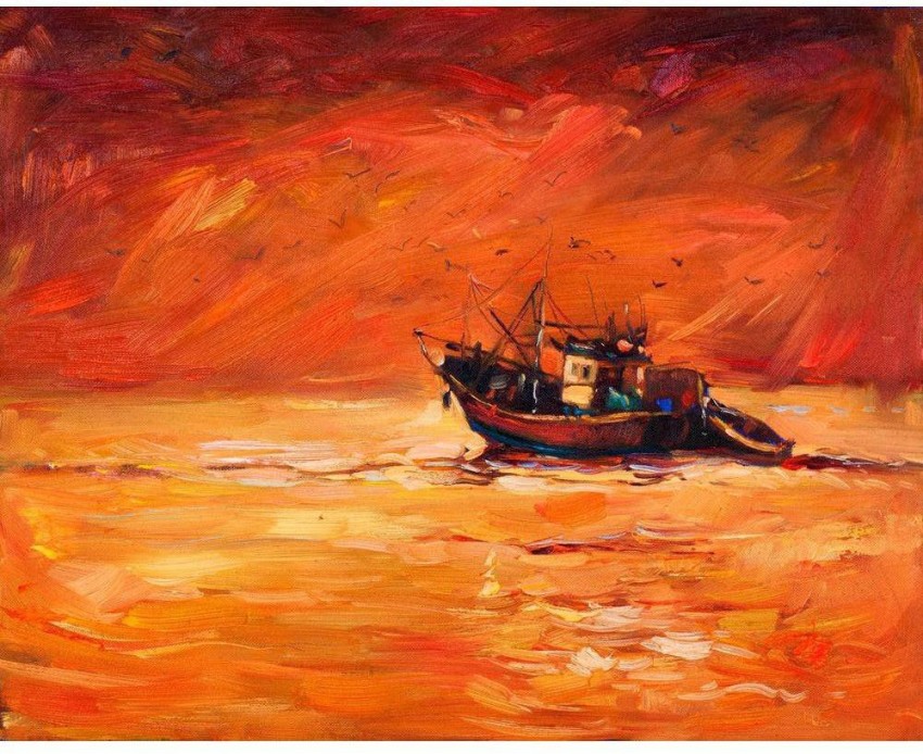 Pitaara Box Abstract Artwork Of Fishing Boat And Sea Unframed Wall Art  Painting Print Canvas 16 inch x 20.1 inch Painting Price in India - Buy Pitaara  Box Abstract Artwork Of Fishing