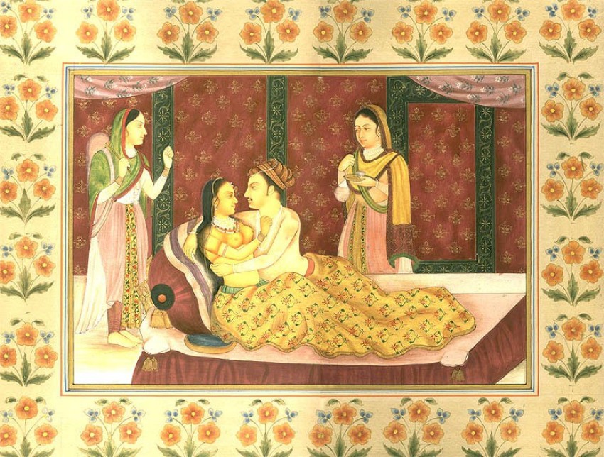 EXOTIC INDIA The Royal Couple Engaged in Love Canvas 10.5