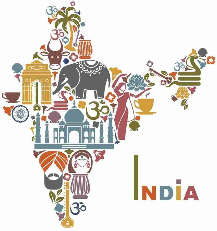 Artzfolio India's Map Framed Art Print Canvas 18.7 inch x 18 inch Painting  Price in India - Buy Artzfolio India's Map Framed Art Print Canvas 18.7  inch x 18 inch Painting online at