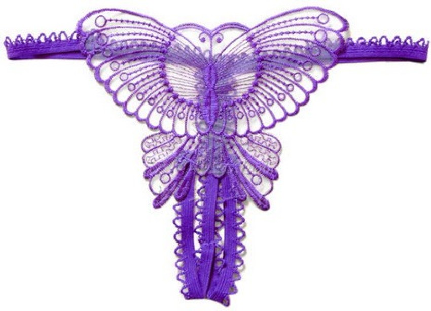 Buy PURPLE BUTTERFLY EMBROIDERY TANGA THONG for Women Online in India