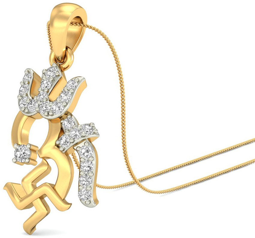 PC Jeweller The Om Swastika Trishul 18kt Diamond Yellow Gold