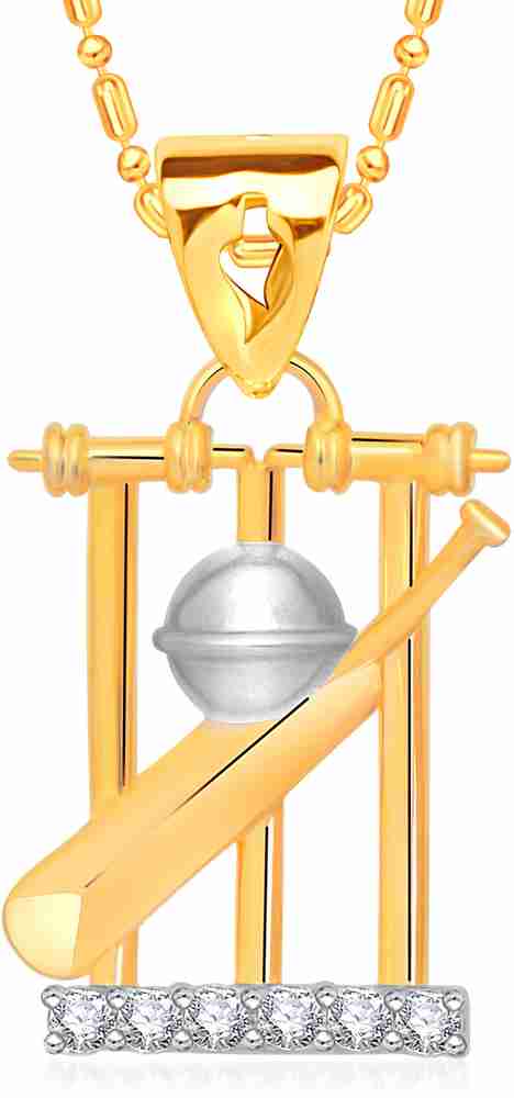 VK Jewels Cricket Bat Ball Stumps Gold Plated for Women Girls