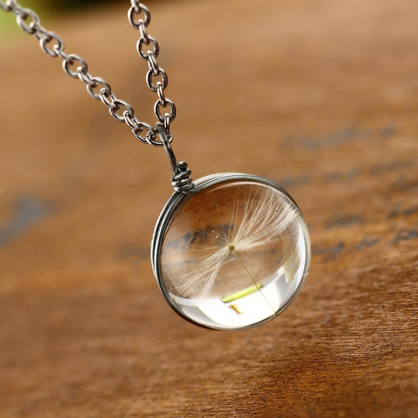 Dandelion crystal cheap necklace