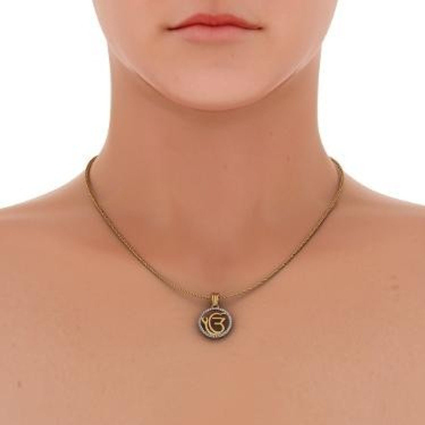 BLUESTONE The Ek Onkar 18kt Diamond Yellow Gold Pendant Price in