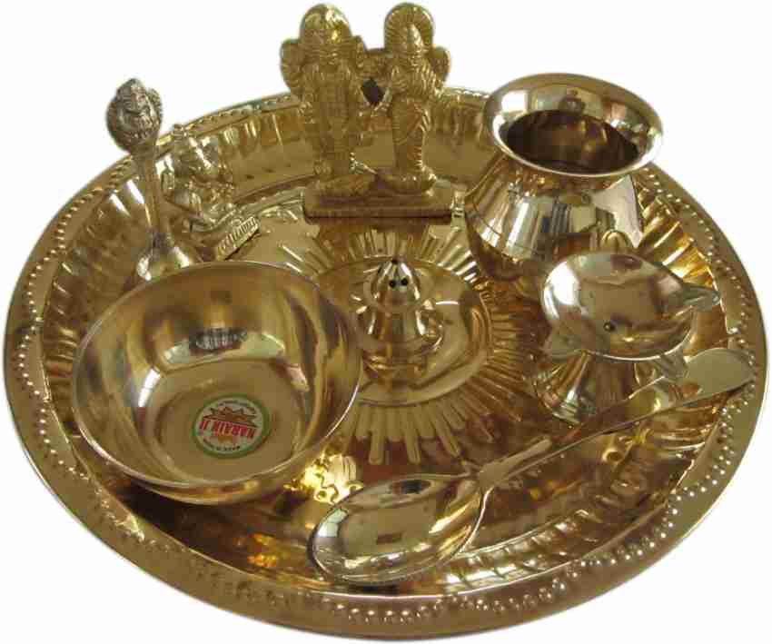 Divine Bazaar Brass Pooja Thali Set, Brass Puja Item Combo set