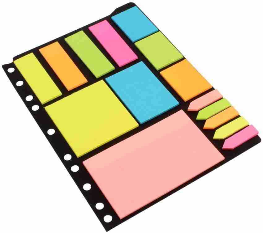 Note repositionnables (post-it) Waytex 750 Marque-pages autocollants  plastifiés 6 pochettes de 5 mini blocs 4,5 x 1,2 cm adhésif repositionnable  transparent couleurs néon