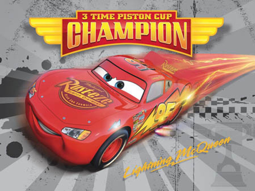 Lightning McQueen 3 Time Piston Cup Champion Fine Art Print