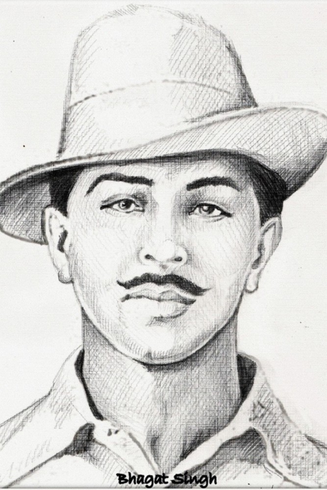 Pencil drawing of Bhagat Singh  India NCC