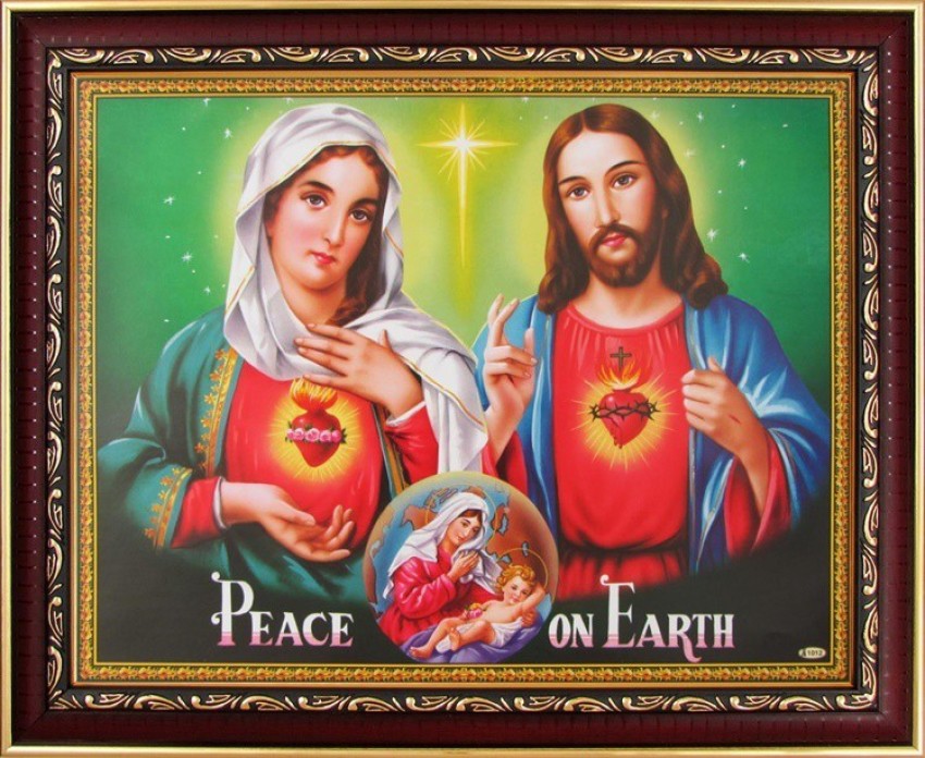 Sacred Heart of Jesus Immaculate Heart of Mary Unframed Print Wall Art  Religious