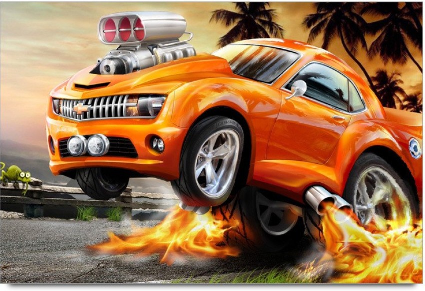Car Wheel on Fire Poster