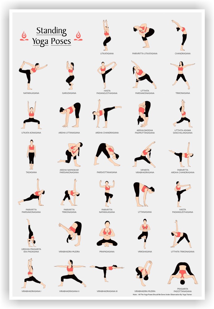 Standing Yoga Asanas Poses Paper Print - Quotes & Motivation posters in  India - Buy art, film, design, movie, music, nature and educational  paintings/wallpapers at