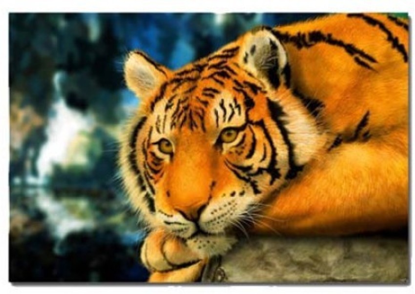 77% OFF on Painting Without Frame - Yellow Tiger Art Canvas Art(18 inch X  22 inch) on Flipkart