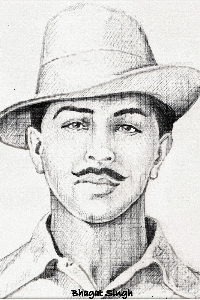 Download Caption: The Fearless Revolutionary: A Digital Artwork of Shaheed Bhagat  Singh Wallpaper | Wallpapers.com