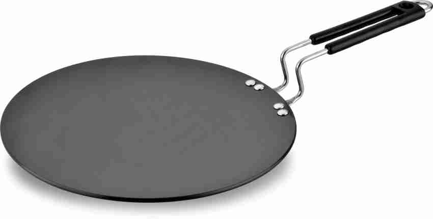 Ebony Non-Stick Dosa Tawa Griddle Pan 26.5 cm with Wooden Handle, Black