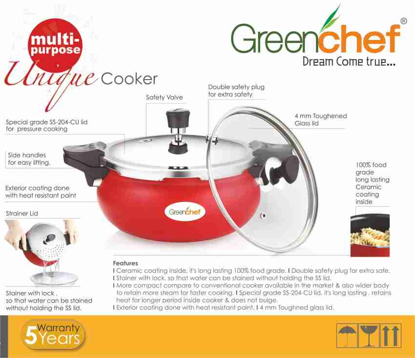 Greenchef Unique Multi Purpose 3 L Pressure Cooker Price in India