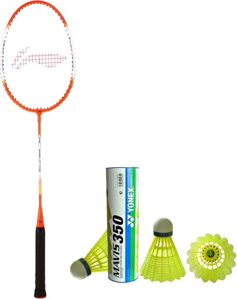 LI-NING XP 709 Badminton Racket + 1 Mavis 350 Shuttlecock (Pack of 6 pc) Orange Strung Badminton Racquet