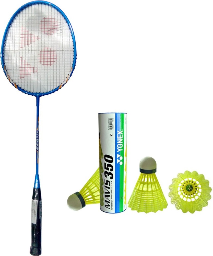 YONEX New Series GR 777 Racket With 1 Mavis 350 Shuttlecock Pack of 6pc Blue Strung Badminton Racquet