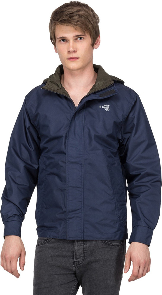 t base Navy Reversible Rainwear Jacket having Tape Sealing Solid