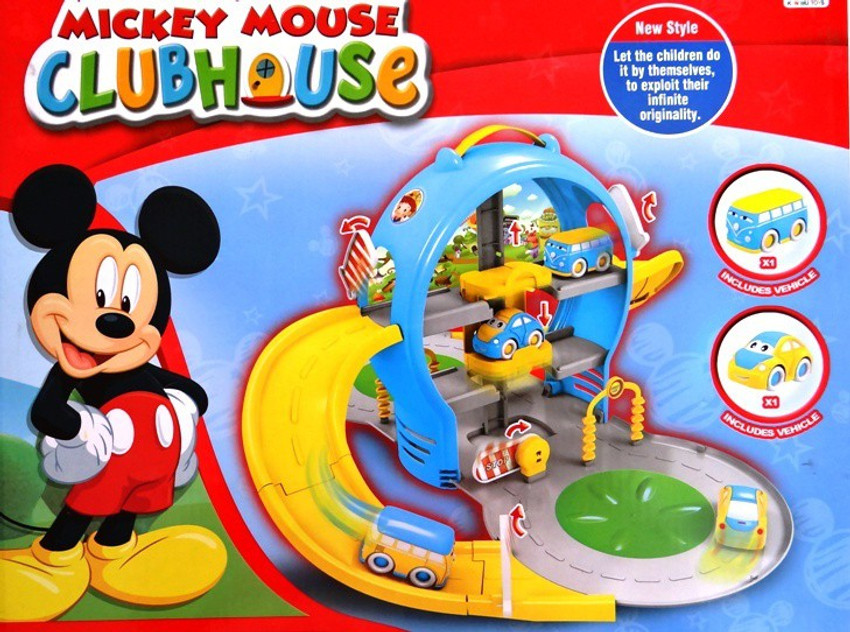 GoMerryKids Mickey Mouse Club House Parking Lot Car Track Set