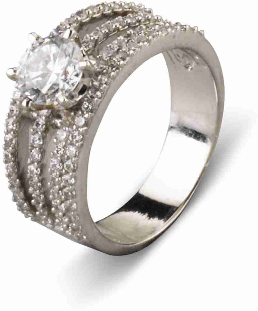 CHANDRANI PEARLS Silver Cubic Zirconia Ring Price in India