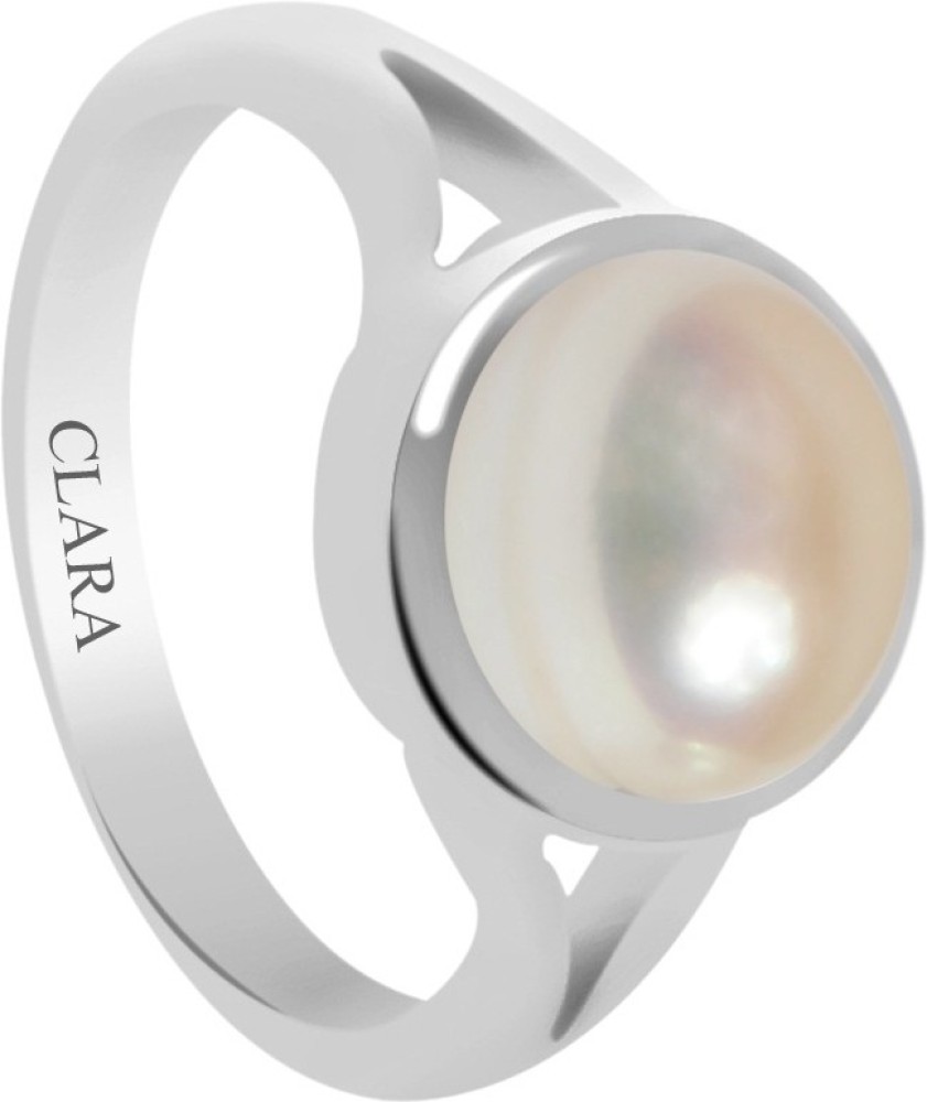 CLARA Certified Moti 6.5 cts or 7.25 ratti Zoya Sterling Silver Pearl Ring  Price in India - Buy CLARA Certified Moti 6.5 cts or 7.25 ratti Zoya Sterling  Silver Pearl Ring Online