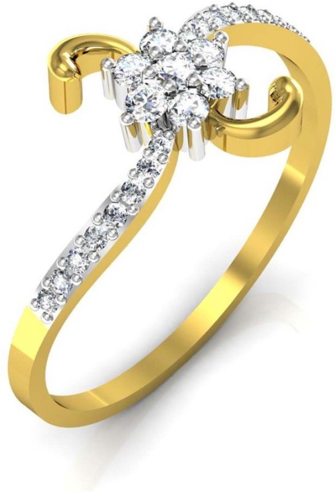 Round 18 Kt Yellow Gold Oval Net Diamond Ring at Rs 24621 in New Delhi