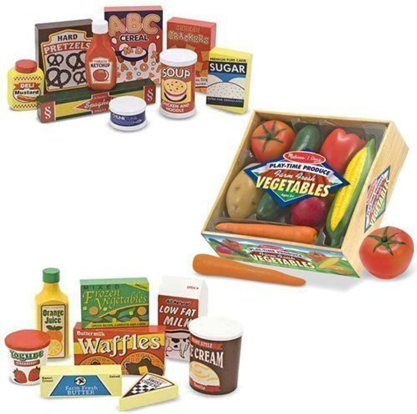 MELISSA DOUG Doug Wooden Fridge Food Set Pantry