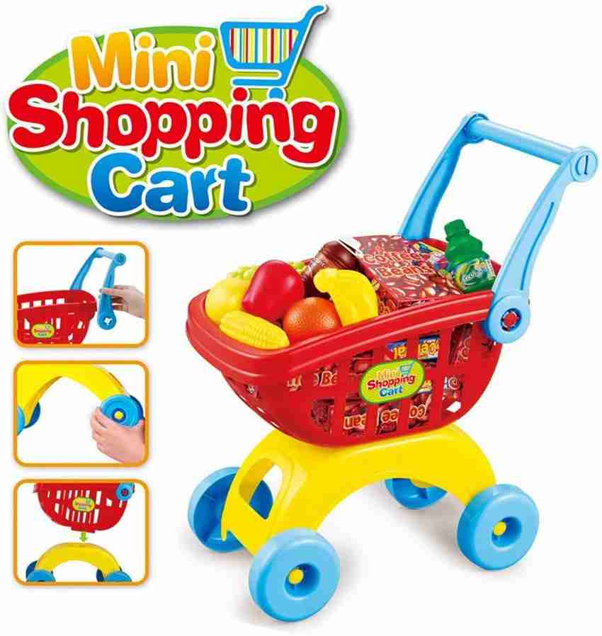 Childs shopping sales trolley and food