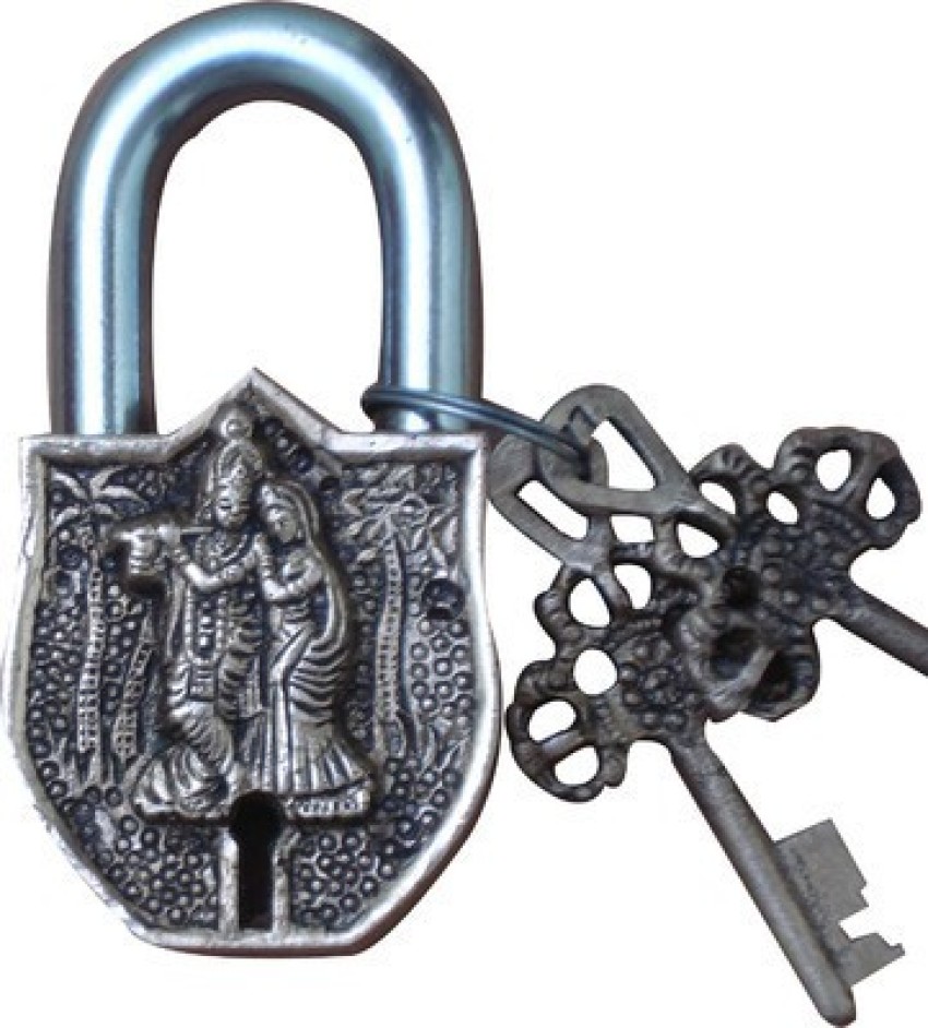 Radhe Krishna Silver Pad Lock, Padlock Size: 50 mm