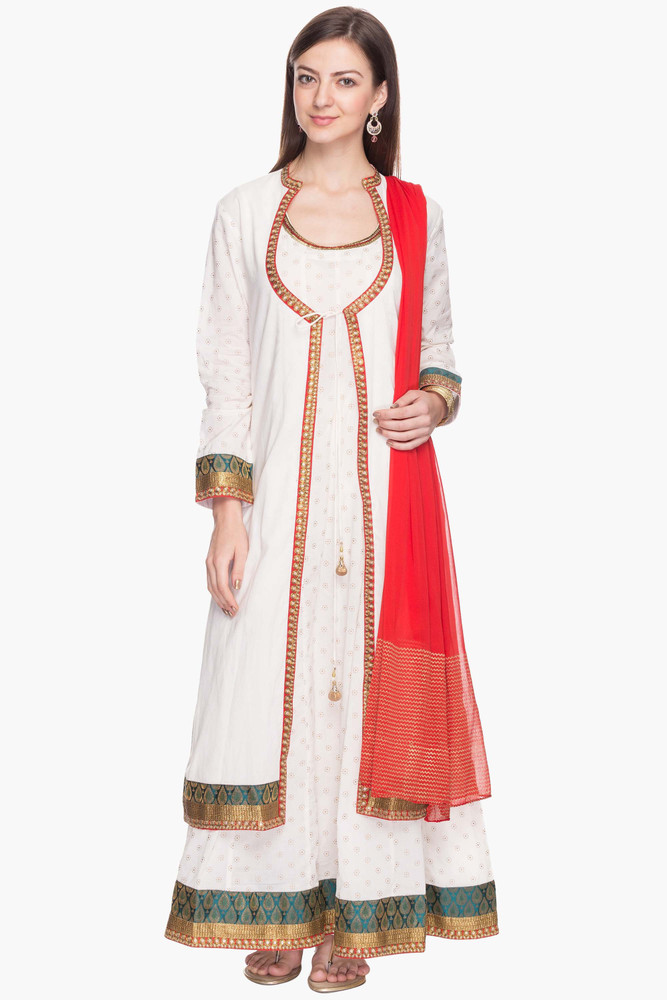 Kashish by Shoppers Stop Embellished Kurta Churidar Dupatta Set