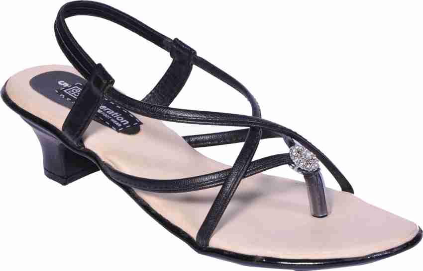 Generation Footwear black cross patti casual wear sandal Women