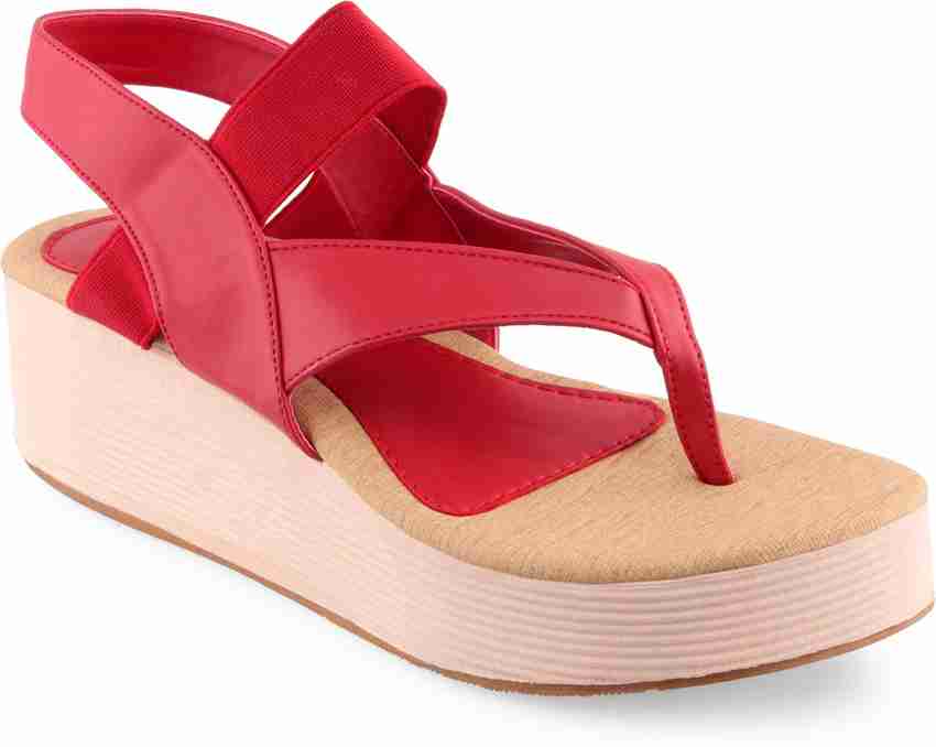 Red wedge flip flops cheap