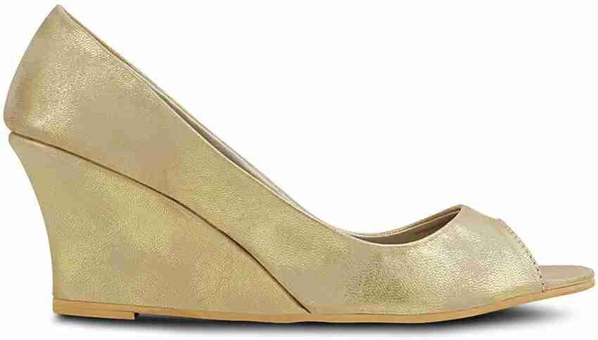 Gold peep sales toe wedges