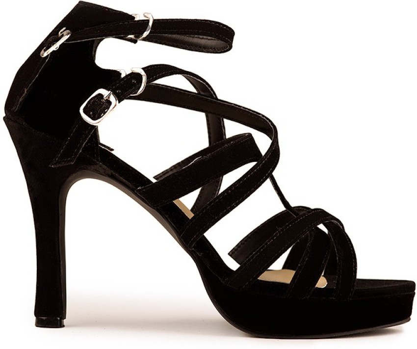 The Fashion Chor Criss Cross Strappy Women Black Heels Buy Black