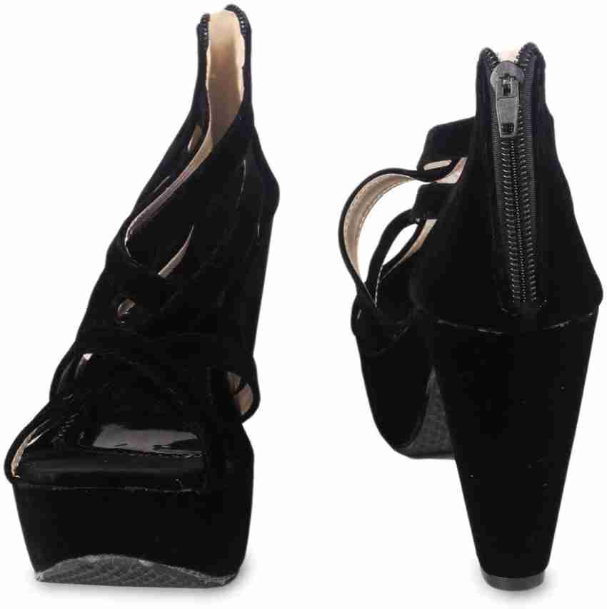 Anand archies women's black hot sale wedges