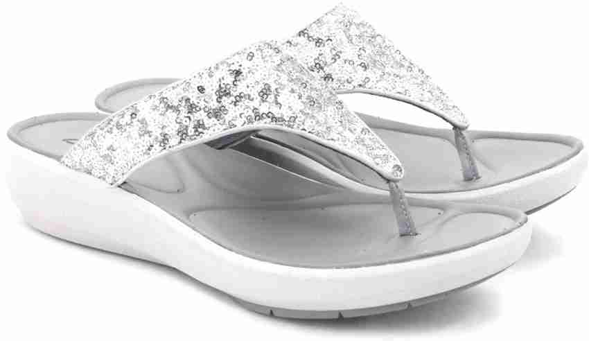CLARKS Wave Dazzle Silver Metallic Women Grey Sports Sandals Buy