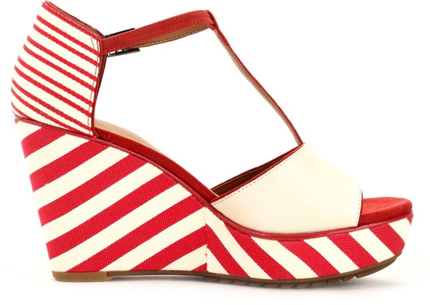 Clarks red best sale wedge sandals