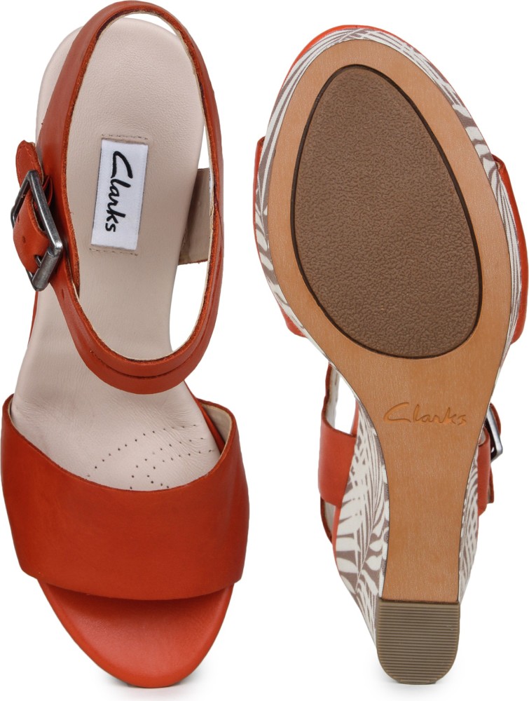 Clarks orange fashion wedges