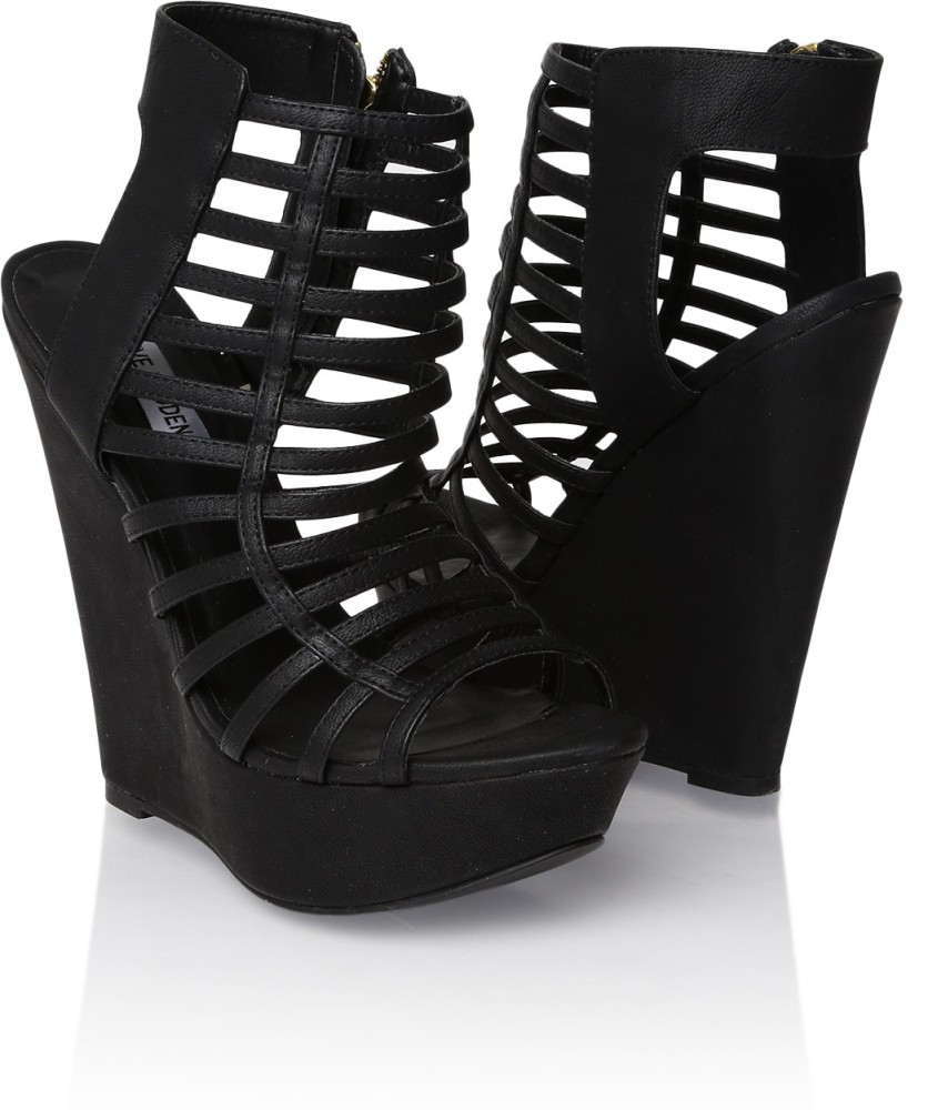 Steve madden black online wedges