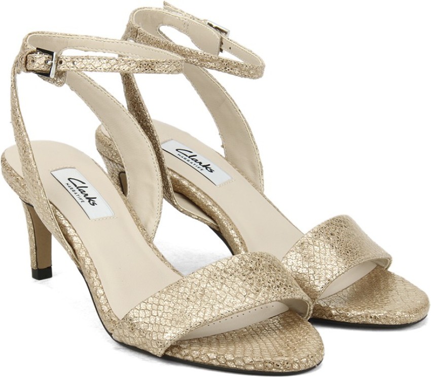 CLARKS Amali Jewel Champagne Women Gold Heels