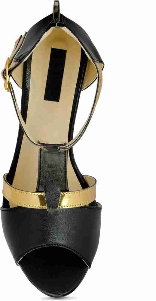 Black and gold open toe heels online